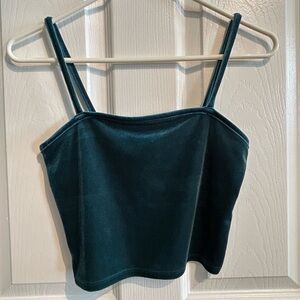 Teal Velvet Crop Top